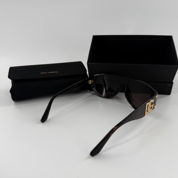 Dolce & Gabbana DG 4499 Dark Havana Tortoise Sunglasses Gold DG Logo Pilot 57mm main image 4